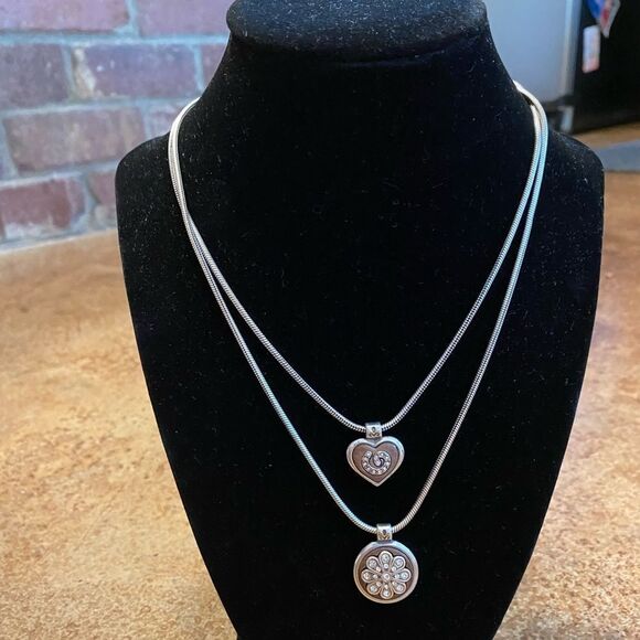 Brighton double Strand pink and Swarovski crystal pendant NECKLACE‎ - Picture 1 of 5